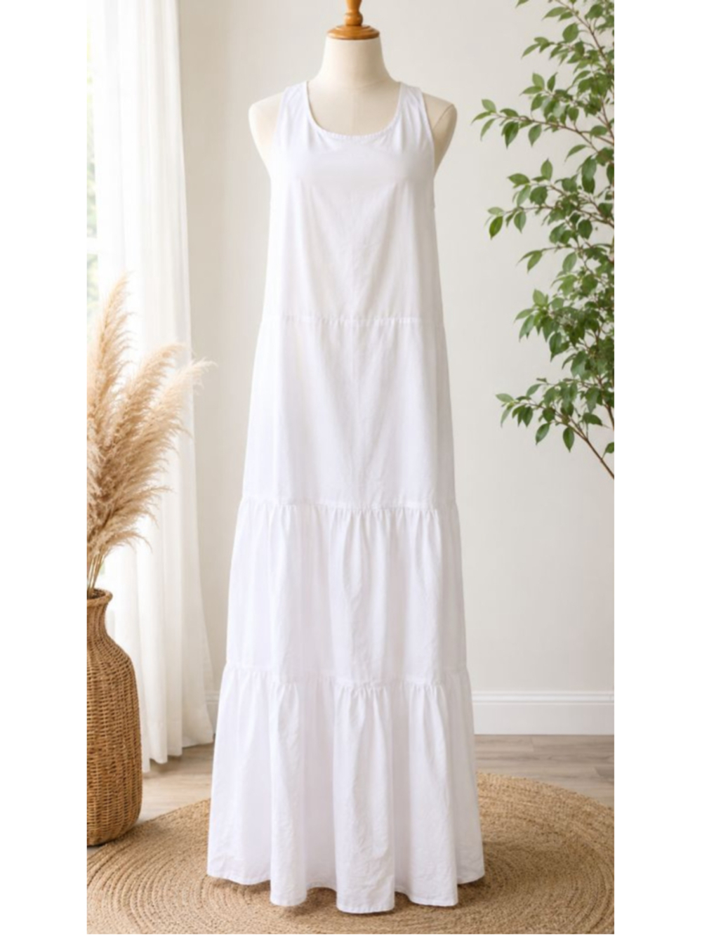 ASOS Bright White Racerback Maxi Dress Open Back Zip Size US 14